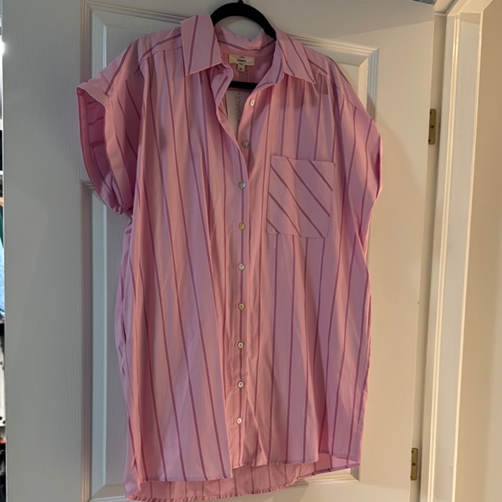 Entro Pink Striped Midi Dress